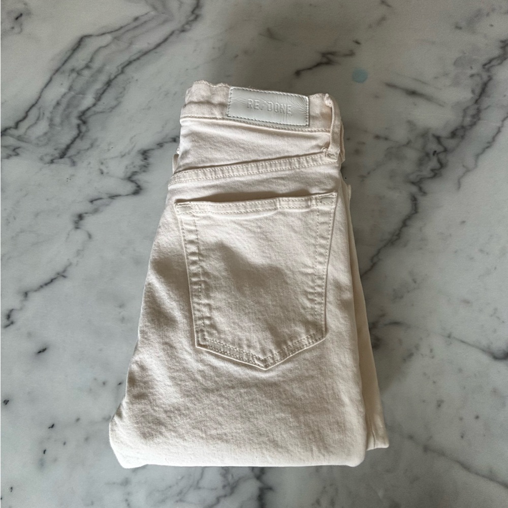 Re/Done Vintage White 90s High Rise Crop Jeans | Size 28